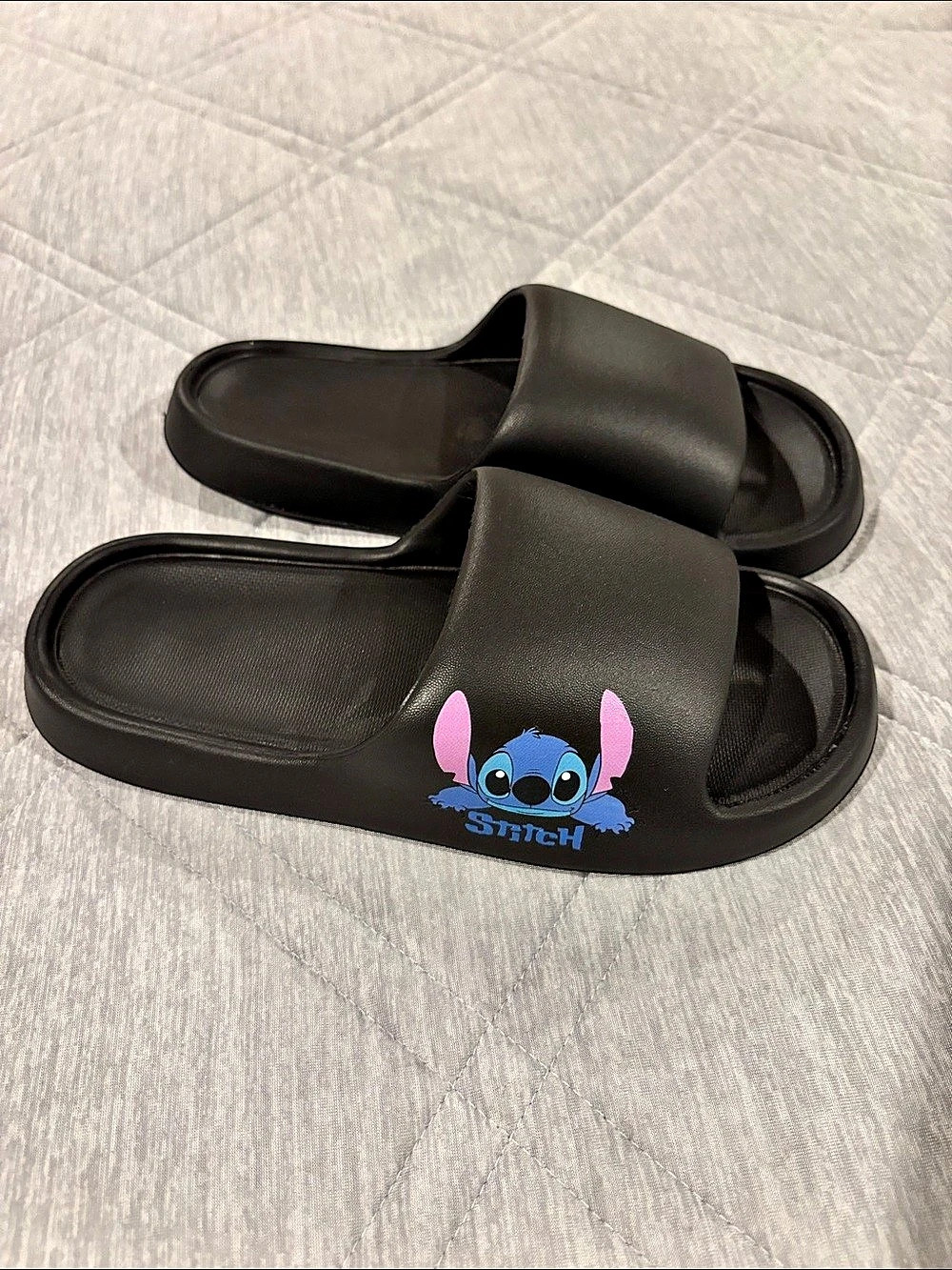 Stitch Black Slide Sandals